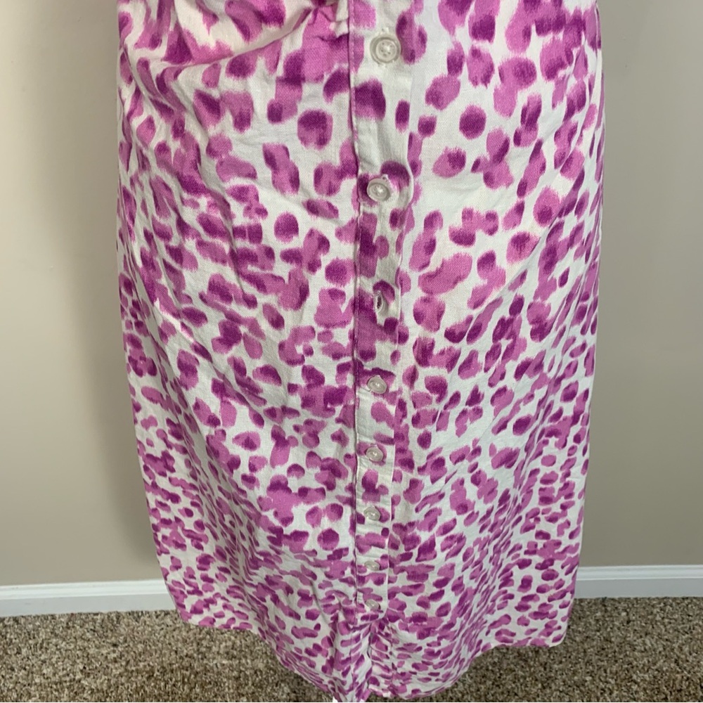 Who What Wear Button Front Linen Rayon Blend Puff Sleeve Midi Dress - Picture 8 of 14